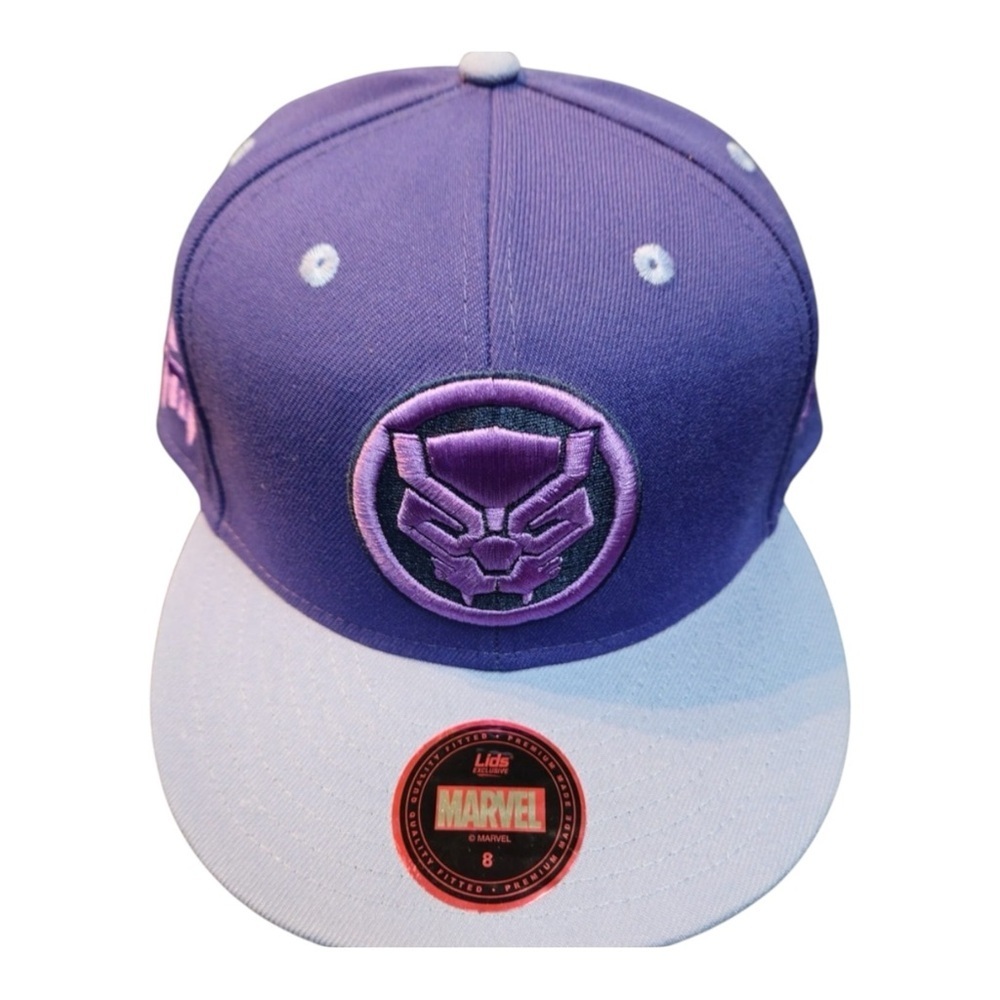 Sz 8 black panther fitted cap purple